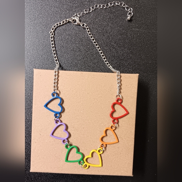 Rainbow Heart Necklace (NWOT) - Picture 2 of 2